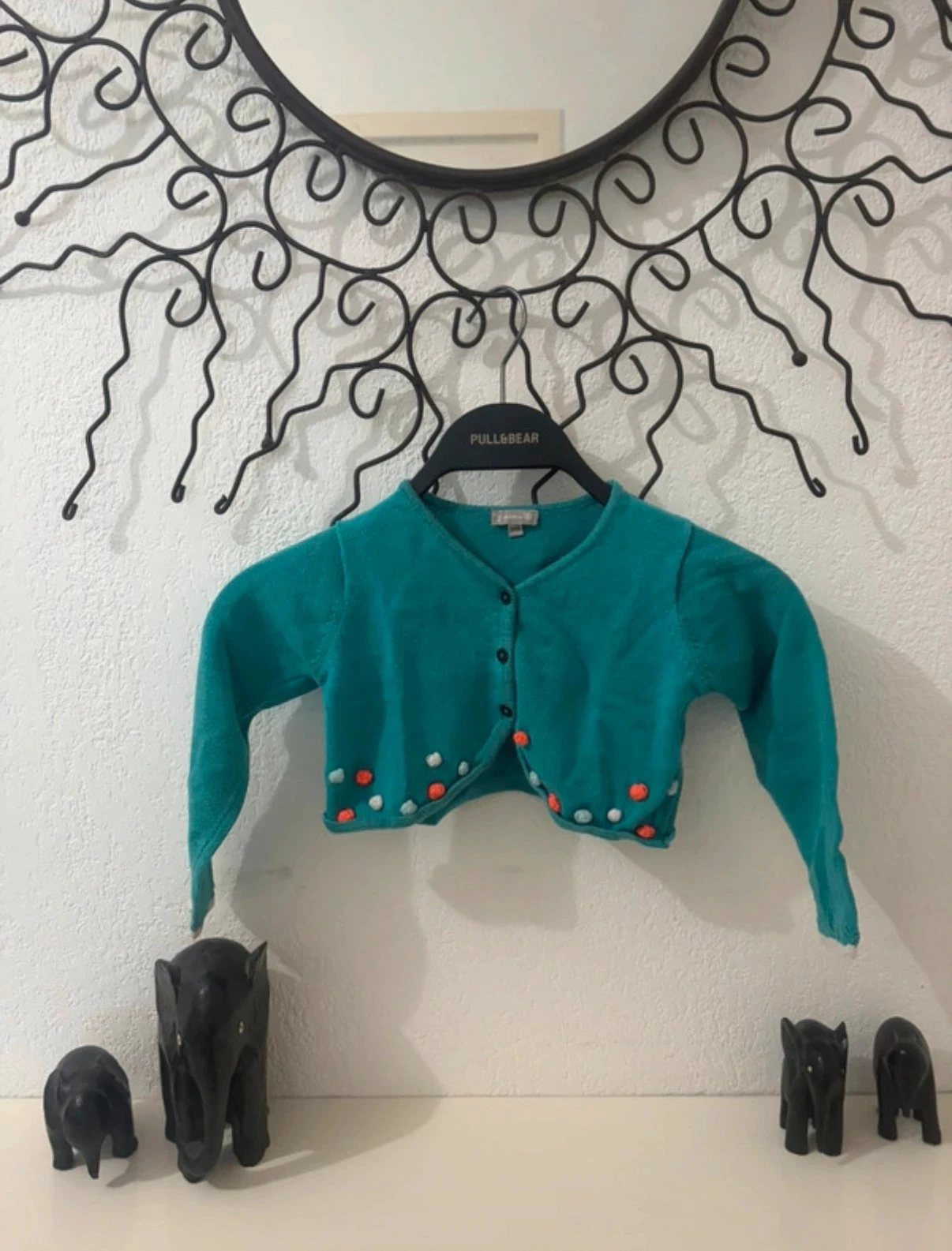 Bolero corto para bebé niña azul pato Grain de Blé con pompones - talla 24 meses (86 cm) – photo 2